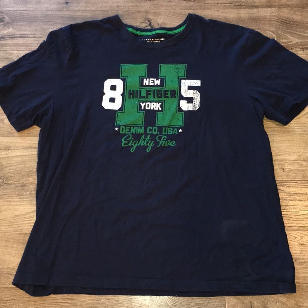 Tommy Hilfiger vintage style summer fun Sift big man TH blue t shirt XXL